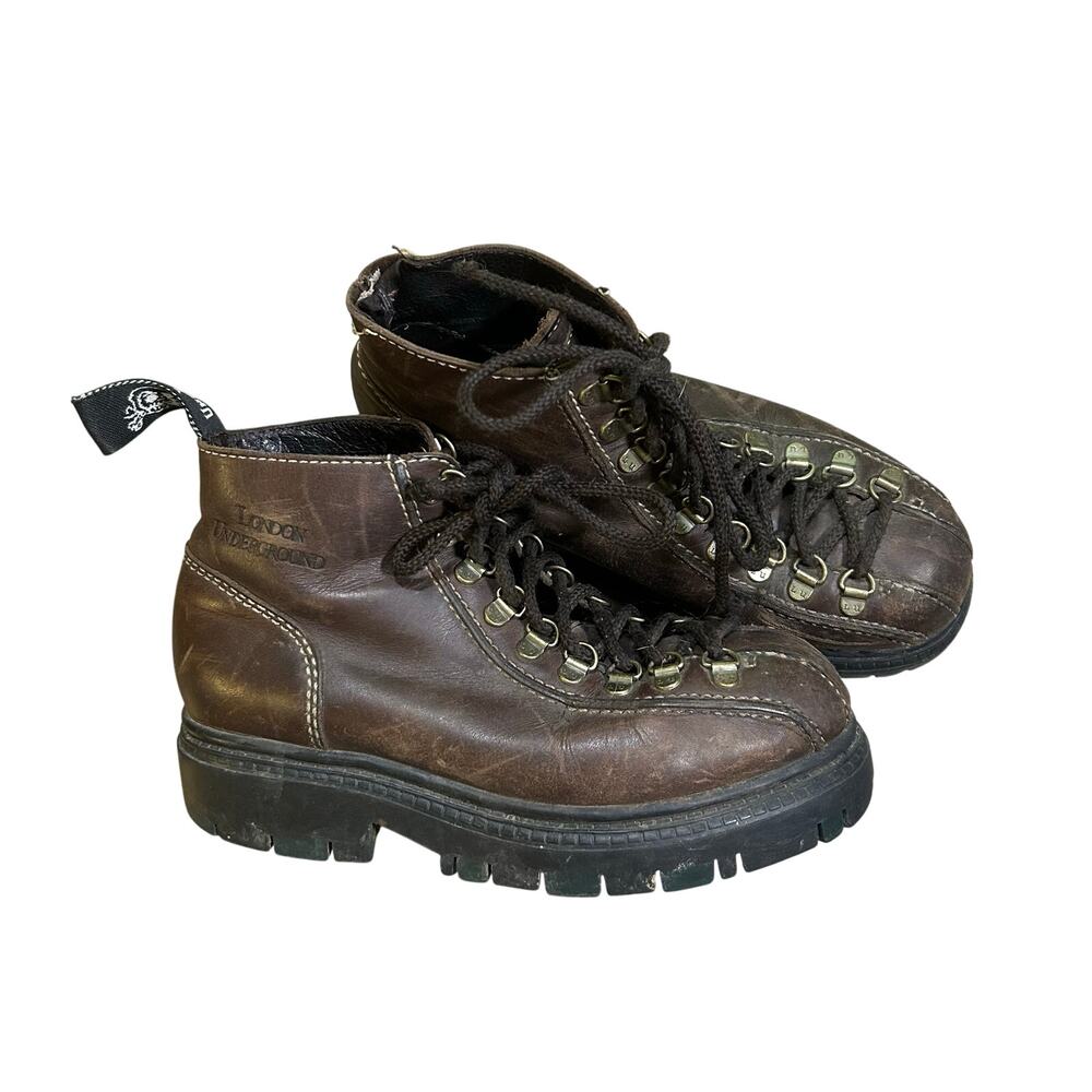 Vintage 90s Brown Chunky Leather Boots
